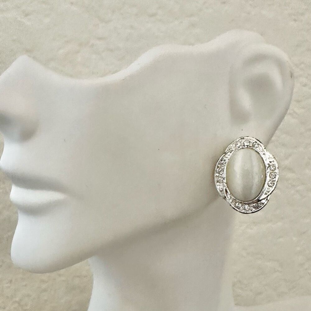 Roman white moon glow post earrings